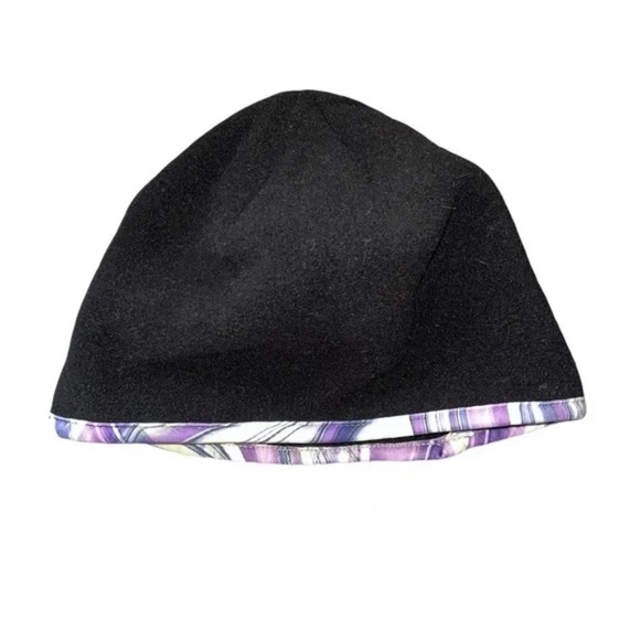 Trail Heads | Black Purple Polartec Fleece Ponytail Compatible Beanie - Picture 2 of 4